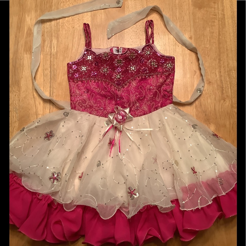 VARSHA Highly embellished girls dress pink & white size 20 (India) US size 2